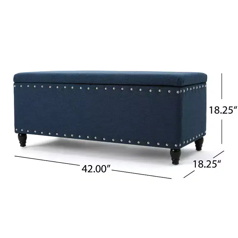 TUYOHW Pouf de rangement moderne avec clous décoratifs, banc de rangement spacieux, repose-pieds ottoman pour chambre à coucher, salon