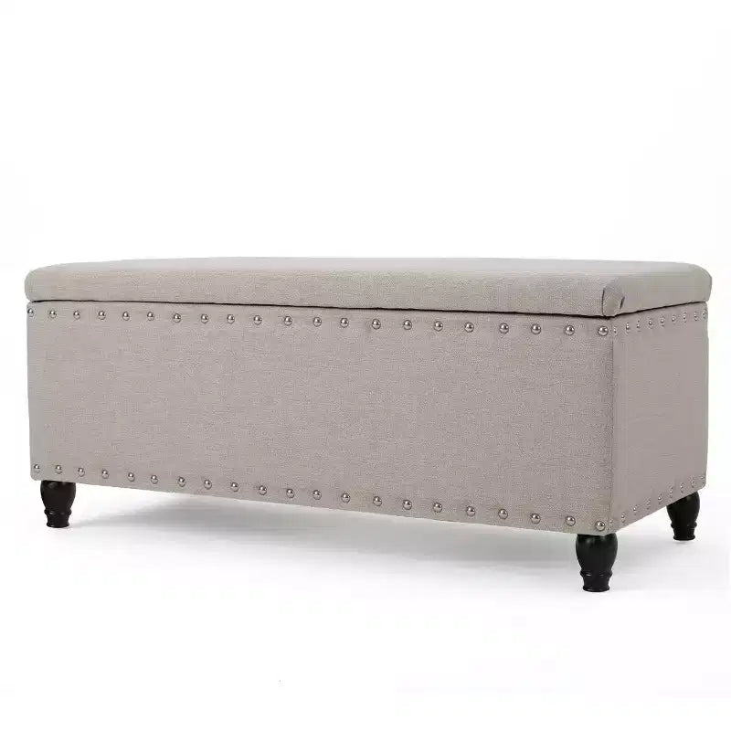 TUYOHW Pouf de rangement moderne avec clous décoratifs, banc de rangement spacieux, repose-pieds ottoman pour chambre à coucher, salon