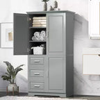 Meuble de rangement haut de salle de bain moderne en bois GDFStudio Sienna avec tiroirs et étagères réglables