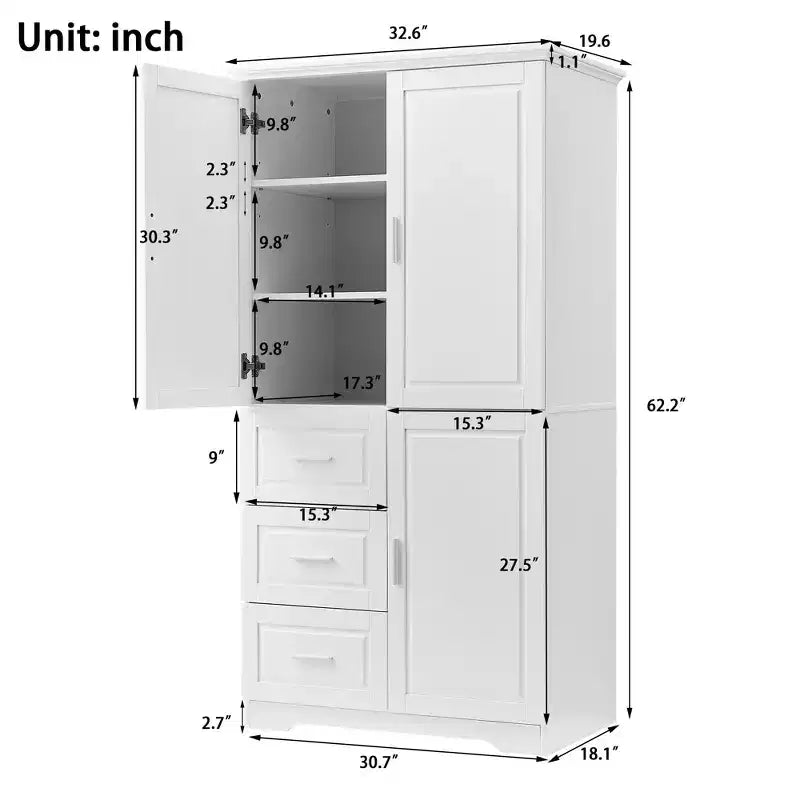Meuble de rangement haut de salle de bain moderne en bois GDFStudio Sienna avec tiroirs et étagères réglables