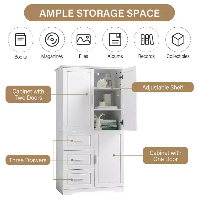 Meuble de rangement haut de salle de bain moderne en bois GDFStudio Sienna avec tiroirs et étagères réglables