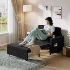 Canapé-lit convertible, canapé-lit escamotable de 142 cm, canapé-lit deux places avec 4 oreillers, chargement USB, porte-gobelets, poches latérales pour salon, chambre à coucher