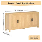 Buffet vaisselier cannelé, Grand bahut de rangement de 150 cm Meuble TV console multimédia avec 6 tiroirs et 2 portes coulissantes pour salon
