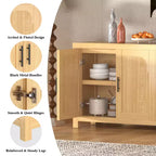 Buffet vaisselier cannelé, Grand bahut de rangement de 150 cm Meuble TV console multimédia avec 6 tiroirs et 2 portes coulissantes pour salon