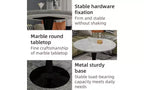 Table basse ronde TUYOHW avec plateau en marbre texturé, table centrale moderne pour salon, table sur pied/table d'appoint de canapé/table à manger pour 2-4 personnes