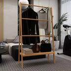 Porte-serviettes sur pied, porte-serviettes de sol avec étagère de rangement inférieure, texture naturelle, étagère de présentation autoportante pour buanderie, salle de bain