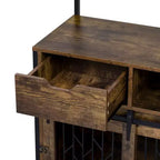 Meuble Crate pour Chien de 31,5 Pouces avec Tiroirs et Station de Charge, Chenil Intérieur à Double Porte avec Rangement, Marron Rustique