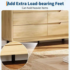 Commode à 6 tiroirs pour chambre à coucher, commode en bois moderne de 120 cm de large avec grand espace de rangement en bois, commode pour salon, couloir