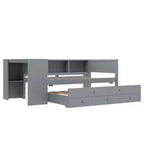 Lit de repos jumeau/double avec lit gigogne, cadre de lit en bois avec bureau, tiroirs de rangement et étagères, pas besoin de sommier tapissier - ModernLuxe