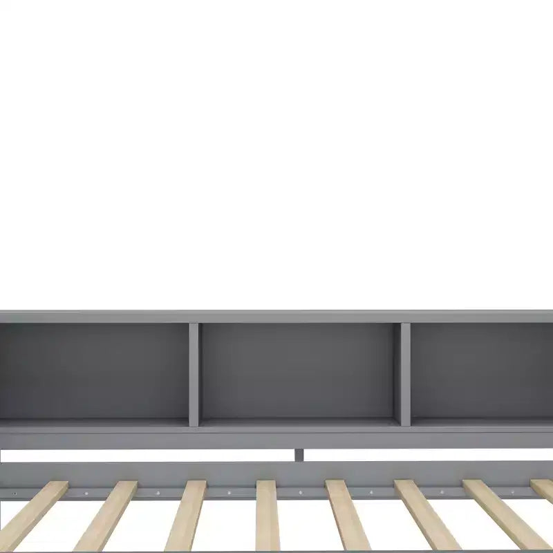 Lit de repos jumeau/double avec lit gigogne, cadre de lit en bois avec bureau, tiroirs de rangement et étagères, pas besoin de sommier tapissier - ModernLuxe