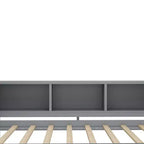 Lit de repos jumeau/double avec lit gigogne, cadre de lit en bois avec bureau, tiroirs de rangement et étagères, pas besoin de sommier tapissier - ModernLuxe