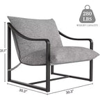 COZONY Fauteuil d'appoint moderne, fauteuil de lecture à cadre métallique, accoudoirs, coussin en mousse souple, capacité de 127 kg, fauteuil rembourré en toile pour salon, chambre à coucher, lounge