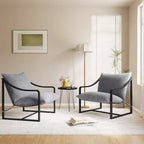 COZONY Fauteuil d'appoint moderne, fauteuil de lecture à cadre métallique, accoudoirs, coussin en mousse souple, capacité de 127 kg, fauteuil rembourré en toile pour salon, chambre à coucher, lounge