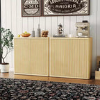 COZONY Buffet 3 niveaux, étagères réglables et portes cannelées, capacité de 100 kg, meuble de rangement pour cuisine, salon