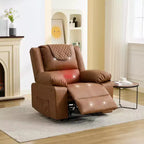 Fauteuil inclinable de massage surdimensionné pour adultes, canapé individuel chauffant en cuir PU avec vibrations et chaleur, poche latérale, canapé inclinable (marron)