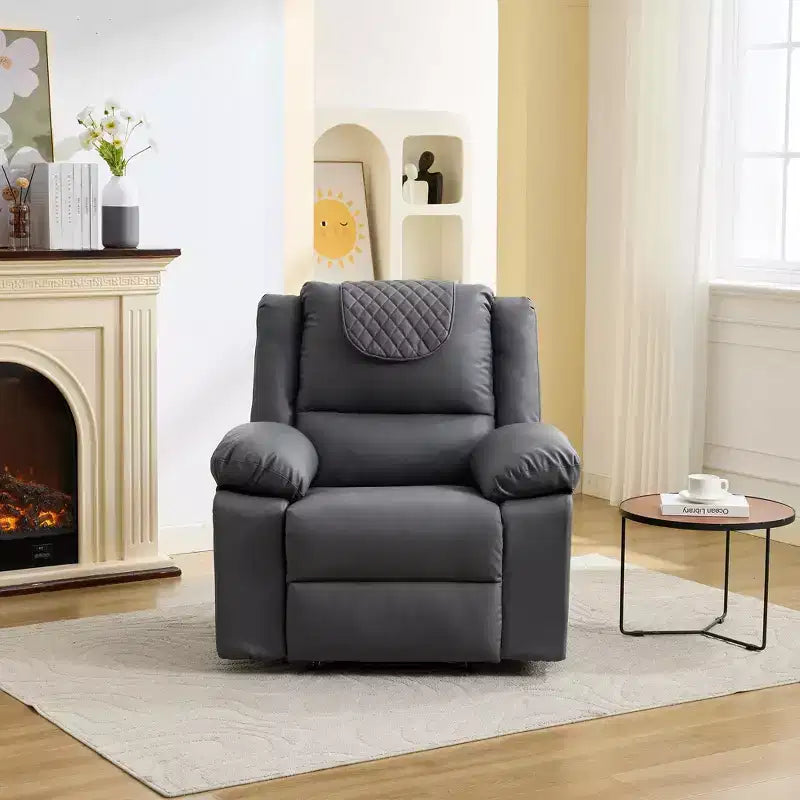 Fauteuil inclinable de massage surdimensionné pour adultes, canapé individuel chauffant en cuir PU avec vibrations et chaleur, poche latérale, canapé inclinable (marron)