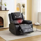 Fauteuil inclinable de massage surdimensionné pour adultes, canapé individuel chauffant en cuir PU avec vibrations et chaleur, poche latérale, canapé inclinable (marron)
