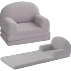 Acekool 2-in-1 Kids Convertible Couch, Soft Teddy Fleece Toddler Chair Transforms into Lounger or Bed, Plush Children's Sofa for Playroom and Nursery