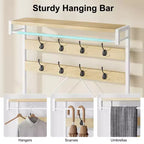 COZONY Meuble d'entrée porte-manteaux et banc à chaussures, 8 crochets, étagère de rangement, accent aspect bois, organisateur d'entrée
