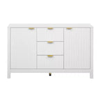Buffet moderne à vagues 47, meuble de rangement à 3 tiroirs avec texture cannelée, portes à fermeture douce, poignées dorées pour entrée - Panipeachy