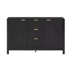 Buffet moderne à vagues 47, meuble de rangement à 3 tiroirs avec texture cannelée, portes à fermeture douce, poignées dorées pour entrée - Panipeachy