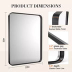Miroir de salle de bain mural rectangulaire moderne Okak en verre trempé avec cadre en alliage d'aluminium