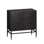 Buffet de rangement moderne de 80 cm avec 2 portes et pieds en métal, serveur en bois à 2 niveaux pour salle à manger ou entrée