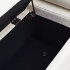 Okak Banc de Rangement Élégant avec Accoudoirs Cylindriques, Banc Rembourré Bout de Lit avec Pieds en Fer, Banc d'Entrée pour Salon, Chambre à Coucher