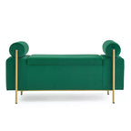 Okak Banc de Rangement Élégant avec Accoudoirs Cylindriques, Banc Rembourré Bout de Lit avec Pieds en Fer, Banc d'Entrée pour Salon, Chambre à Coucher
