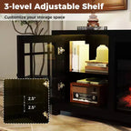 Meuble TV Costway 58" avec cheminée électrique et lumières LED et foyer électrique 18", télécommandes Marron Rustique/Gris Clair/Noir