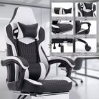 Chaise de jeu pivotante à 360° TUYOHW polyvalente, chaises de bureau réglables avec roulettes, dossier inclinable et repose-pieds, chaises de jeu vidéo ergonomiques, 136 kg max.