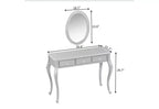 Table de maquillage de luxe Whisen, coiffeuse à 3 tiroirs, console élégante avec miroir ovale