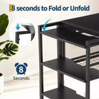 Bureau d'ordinateur pliable de 89 cm avec étagère de rangement | Table compacte sans assemblage | Pour bureau à domicile, chambre, dortoir, appartement
