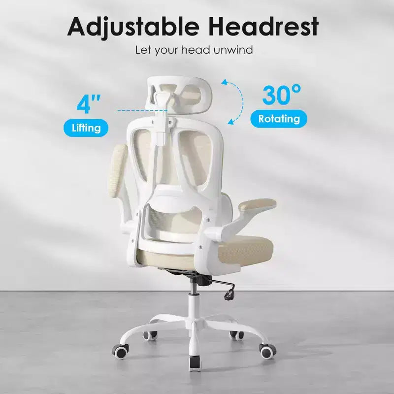 Chaise de bureau ergonomique en maille TUYOHW avec support lombaire réglable, appui-tête et accoudoirs relevables, chaise de bureau à domicile pour l'étude, salle de jeux