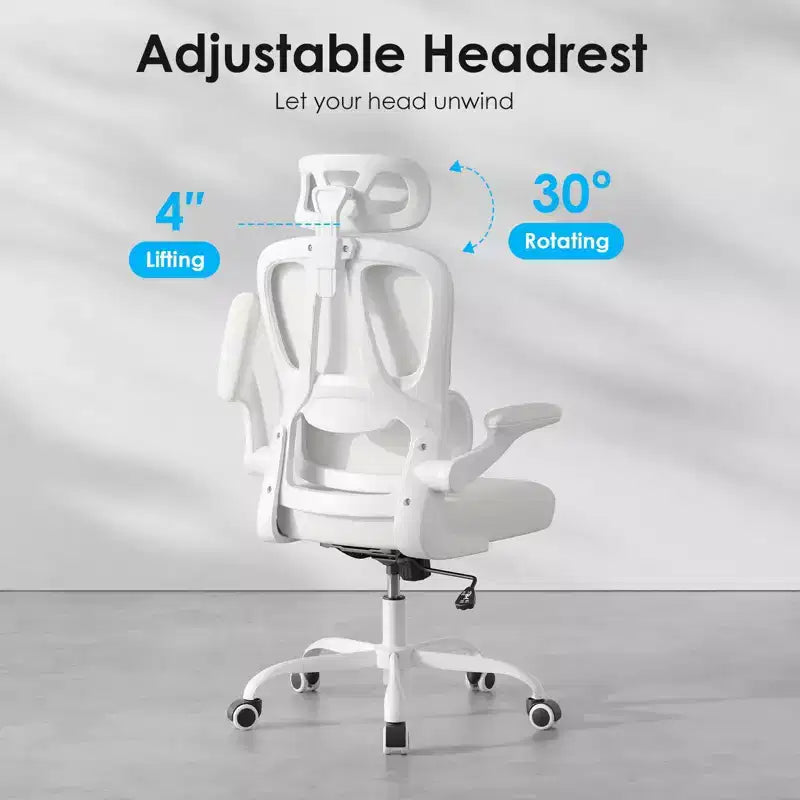 Chaise de bureau ergonomique en maille TUYOHW avec support lombaire réglable, appui-tête et accoudoirs relevables, chaise de bureau à domicile pour l'étude, salle de jeux