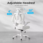 Chaise de bureau ergonomique en maille TUYOHW avec support lombaire réglable, appui-tête et accoudoirs relevables, chaise de bureau à domicile pour l'étude, salle de jeux