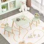 Ensemble table et chaises pour enfants avec 2 chaises mignonnes en forme de paresseux, table d'activités en bois pour tout-petits, ensemble de jeu et d'étude avec design animal mignon pour salle de jeux, chambre à coucher