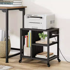 COZONY Small Printer Stand with Power Outlets, Rolling Printer Table with Lockable Wheels