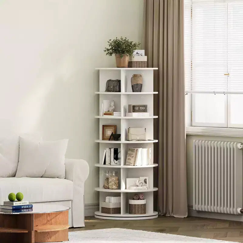 COZONY Meuble à Chaussures Rotatif à 360° - Tour de Rangement Verticale à 6 Niveaux, Grande Capacité pour Chaussures et Accessoires