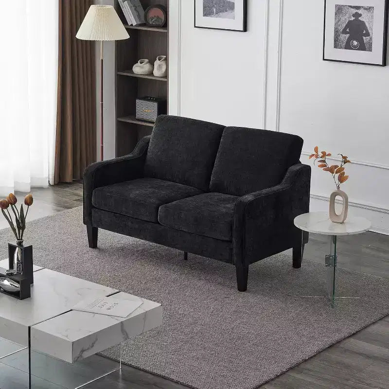VINGLI Canapé 2 places de 135 cm de large, canapé moderne du milieu du siècle avec pieds solides, canapé 2 places avec accoudoirs incurvés