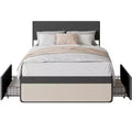 GustoWave Full/Queen Upholstered Bed Frame with Headboard and 2 Storage Drawers - Platform Bed with Metal Slats, No Box Spring Needed