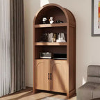 Bibliothèque haute avec armoire arquée et rangement, bibliothèque de style Mid-Century, armoire de rangement en bois moderne pour cuisine