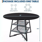 Table à manger ronde 42 pouces pour 4 à 6 personnes, table de cuisine ronde avec base en métal, table à manger ronde en bois, tables de cuisine en bois avec étagère de rangement