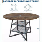Table à manger ronde 42 pouces pour 4 à 6 personnes, table de cuisine ronde avec base en métal, table à manger ronde en bois, tables de cuisine en bois avec étagère de rangement
