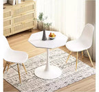 Table Basse Octogonale Moderne en MDF, 80 cm, Plateau en Marbre Noir Imprimé, Base en Métal, pour Salle à Manger/Cuisine/Salon,