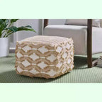 Pouf carré en coton/jute tissé à la main Rowan