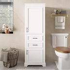 71-Inch Bathroom Vanity Freestanding, Modern Design, Damped Doors & Drawers, Adjustable/Fixed Shelves, Space-Saving Storage