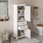 Meuble sous vasque de salle de bain autoportant de 180 cm, design moderne, portes et tiroirs amortis, étagères réglables/fixes, rangement peu encombrant