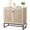 Rattan Buffet Cabinet with Storage,Storage Cabinet with Decor Doors, Multi-Functional Kitchen Cupboard for Living Room, Hallway, Entryway