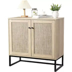 Rattan Buffet Cabinet with Storage,Storage Cabinet with Decor Doors, Multi-Functional Kitchen Cupboard for Living Room, Hallway, Entryway